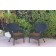 Set of 2 Windsor Black Resin Wicker Chair with Brown Cushions