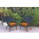 Set of 2 Windsor Black Resin Wicker Chair with Orange Cushions