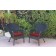 Set of 2 Windsor Black Resin Wicker Chair with Brick Red Cushions