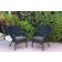 Set of 2 Windsor Black Resin Wicker Chair with Steel Blue Cushion