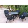 5pc Windsor Black Wicker Dining Set - Midnight Blue Cushions