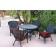 5pc Windsor Black Wicker Dining Set - Brick Red Cushions