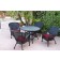 5pc Windsor Black Wicker Dining Set - Red Cushions