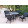 5pc Windsor Black Wicker Dining Set - Steel Blue Cushions