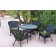 5pc Windsor Black Wicker Dining Set - Hunter Green Cushions