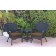 Windsor Black Wicker Chair And End Table Set With Brown Chair Cushion