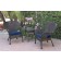 Windsor Black Wicker Chair And End Table Set With Midnight Blue Chair Cushion