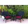 Windsor Black Wicker Chair And End Table Set With Red Chair Cushion