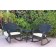 Windsor Black Wicker Rocker Chair And End Table Set With Ivory Chair Cushion