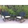 Windsor Black Wicker Rocker Chair And End Table Set With Tan Chair Cushion