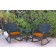 Windsor Black Wicker Rocker Chair And End Table Set With Orange Chair Cushion