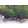 Windsor Black Wicker Rocker Chair And End Table Set With Black Chair Cushion