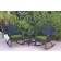 Windsor Black Wicker Rocker Chair And End Table Set With Sage Green Chair Cushion
