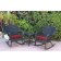 Windsor Black Wicker Rocker Chair And End Table Set With Red Chair Cushion