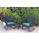 Windsor Black Wicker Rocker Chair And End Table Set With Turquoise Chair Cushion