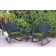 Windsor Black Wicker Rocker Chair And End Table Set With Hunter Green Chair Cushion