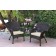 Set of 2 Windsor Espresso Resin Wicker Chair with Ivory Cushion