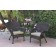 Set of 2 Windsor Espresso Resin Wicker Chair with Tan Cushions