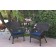 Set of 2 Windsor Espresso Resin Wicker Chair with Midnight Blue Cushions
