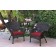 Set of 2 Windsor Espresso Resin Wicker Chair with Red Cushion