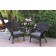 Set of 2 Windsor Espresso Resin Wicker Chair with Steel Blue Cushion
