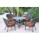 5pc Windsor Espresso Wicker Dining Set with Orange Cushions