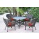 5pc Windsor Espresso Wicker Dining Set with Brick Red Cushions