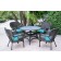 5pc Windsor Espresso Wicker Dining Set with Sky Blue Cushions
