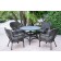 5pc Windsor Espresso Wicker Dining Set with Steel Blue Cushions