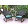 Set of 2 Windsor Espresso Resin Wicker Rocker Chair with Sky Blue Cushions
