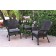 Windsor Espresso Wicker Chair And End Table Set With Steel Blue Chair Cushion