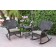 Windsor Espresso Wicker Rocker Chair And End Table Set With Tan Chair Cushion