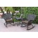 Windsor Espresso Wicker Rocker Chair And End Table Set With Brown Chair Cushion