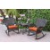 Windsor Espresso Wicker Rocker Chair And End Table Set With Orange Chair Cushion