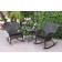 Windsor Espresso Wicker Rocker Chair And End Table Set With Black Chair Cushion