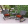 Windsor Espresso Wicker Rocker Chair And End Table Set With Brick Red Chair Cushion
