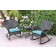 Windsor Espresso Wicker Rocker Chair And End Table Set With Sky Blue Chair Cushion
