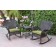 Windsor Espresso Wicker Rocker Chair And End Table Set With Sage Green Chair Cushion