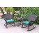 Windsor Espresso Wicker Rocker Chair And End Table Set With Turquoise Chair Cushion