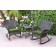 Windsor Espresso Wicker Rocker Chair And End Table Set With Hunter Green Chair Cushion