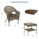 Set of 3 Grey Resin Wicker Clark Single Chair with 2 inch Brown Cushion and End Table