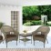 Set of 3 Grey Resin Wicker Clark Single Chair with 2 inch Brown Cushion and End Table