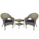 Set of 3 Resin Wicker Clark Single Chair with 2 inch Midnight Blue Cushion and End Table