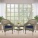 Set of 3 Resin Wicker Clark Single Chair with 2 inch Midnight Blue Cushion and End Table