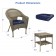Set of 3 Resin Wicker Clark Single Chair with 2 inch Midnight Blue Cushion and End Table