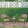 Set of 3 Grey Resin Wicker Clark Single Chair with 2 inch Sage Green Cushion and End Table