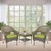 Set of 3 Grey Resin Wicker Clark Single Chair with 2 inch Sage Green Cushion and End Table