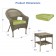 Set of 3 Grey Resin Wicker Clark Single Chair with 2 inch Sage Green Cushion and End Table