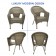 Set of 3 Grey Resin Wicker Clark Single Chair with 2 inch Sage Green Cushion and End Table