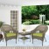 Set of 3 Grey Resin Wicker Clark Single Chair with 2 inch Sage Green Cushion and End Table